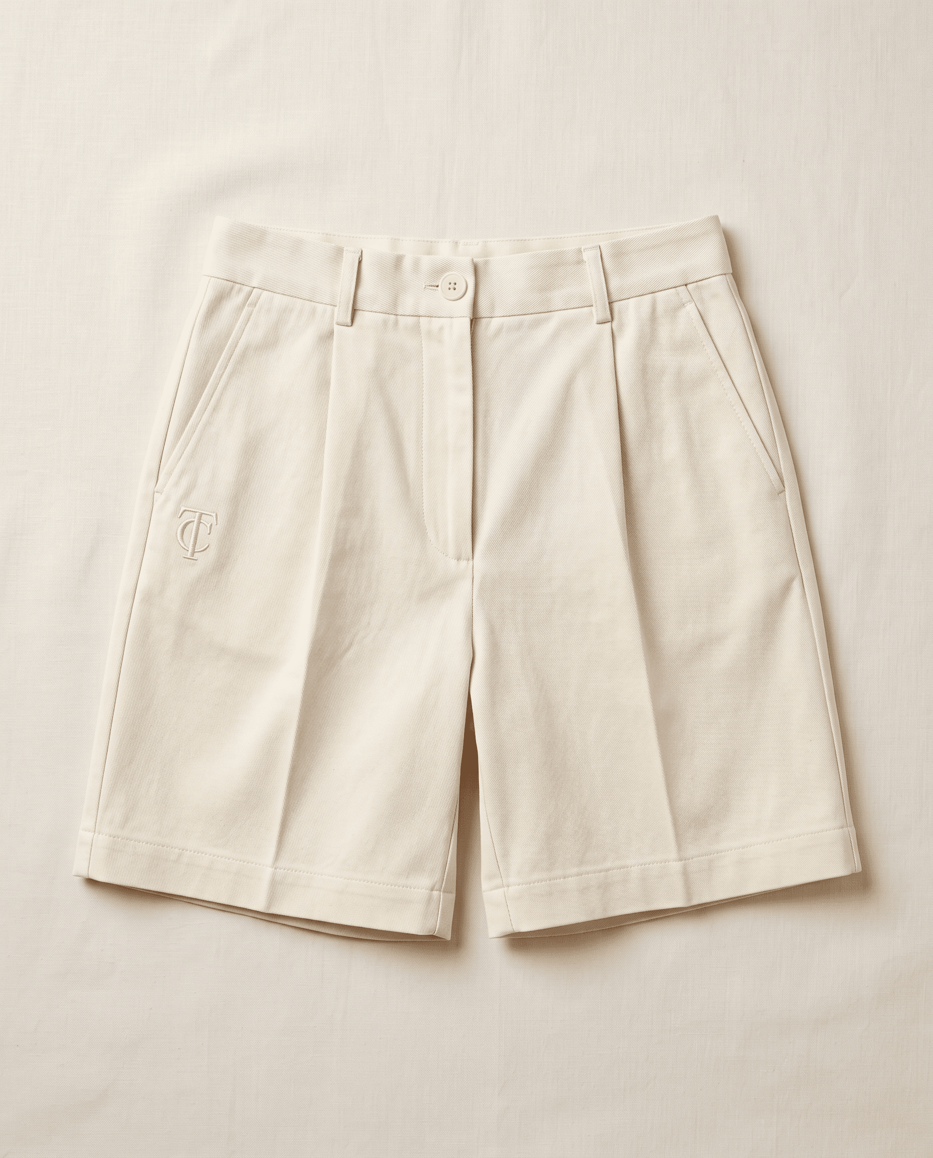 TC Pleated Shorts in Bone